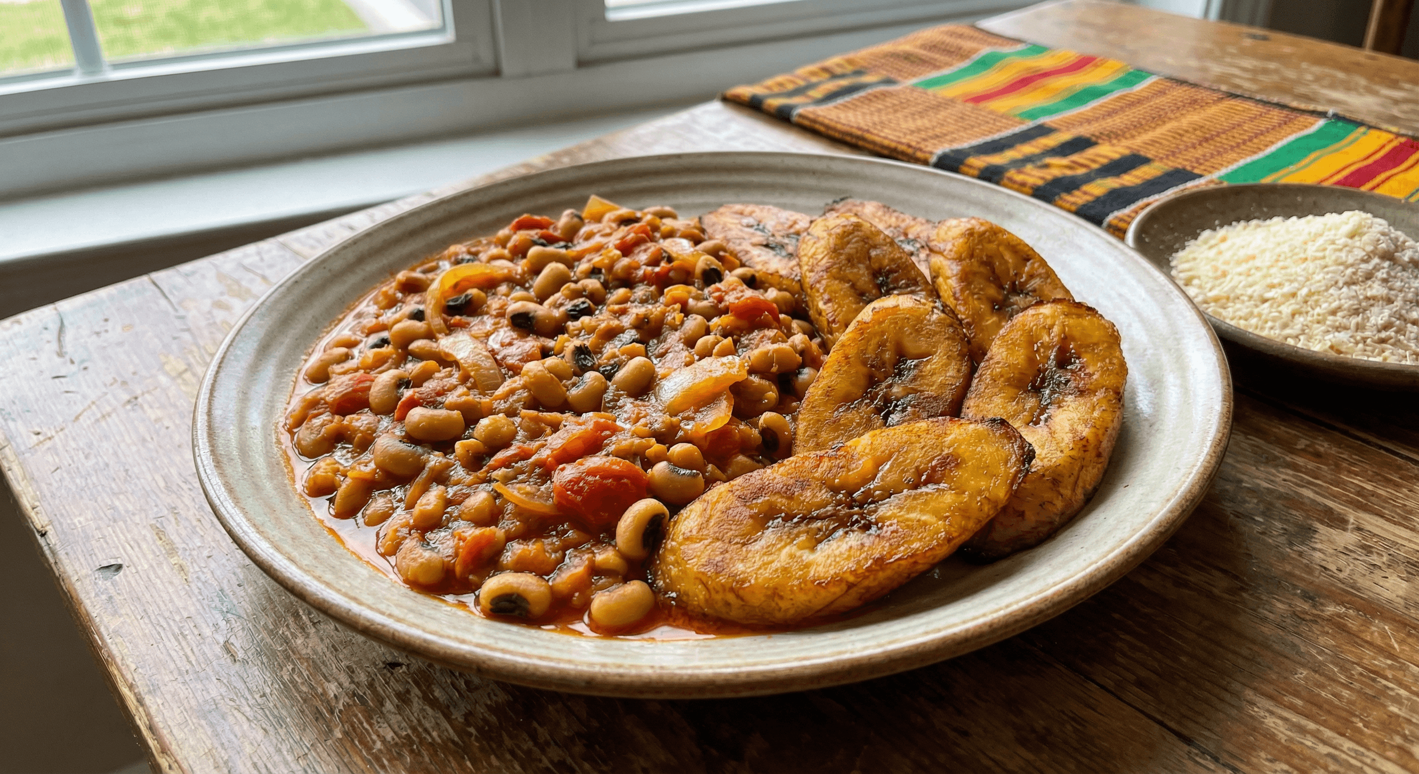 Red red, black-eyed peas with plantain