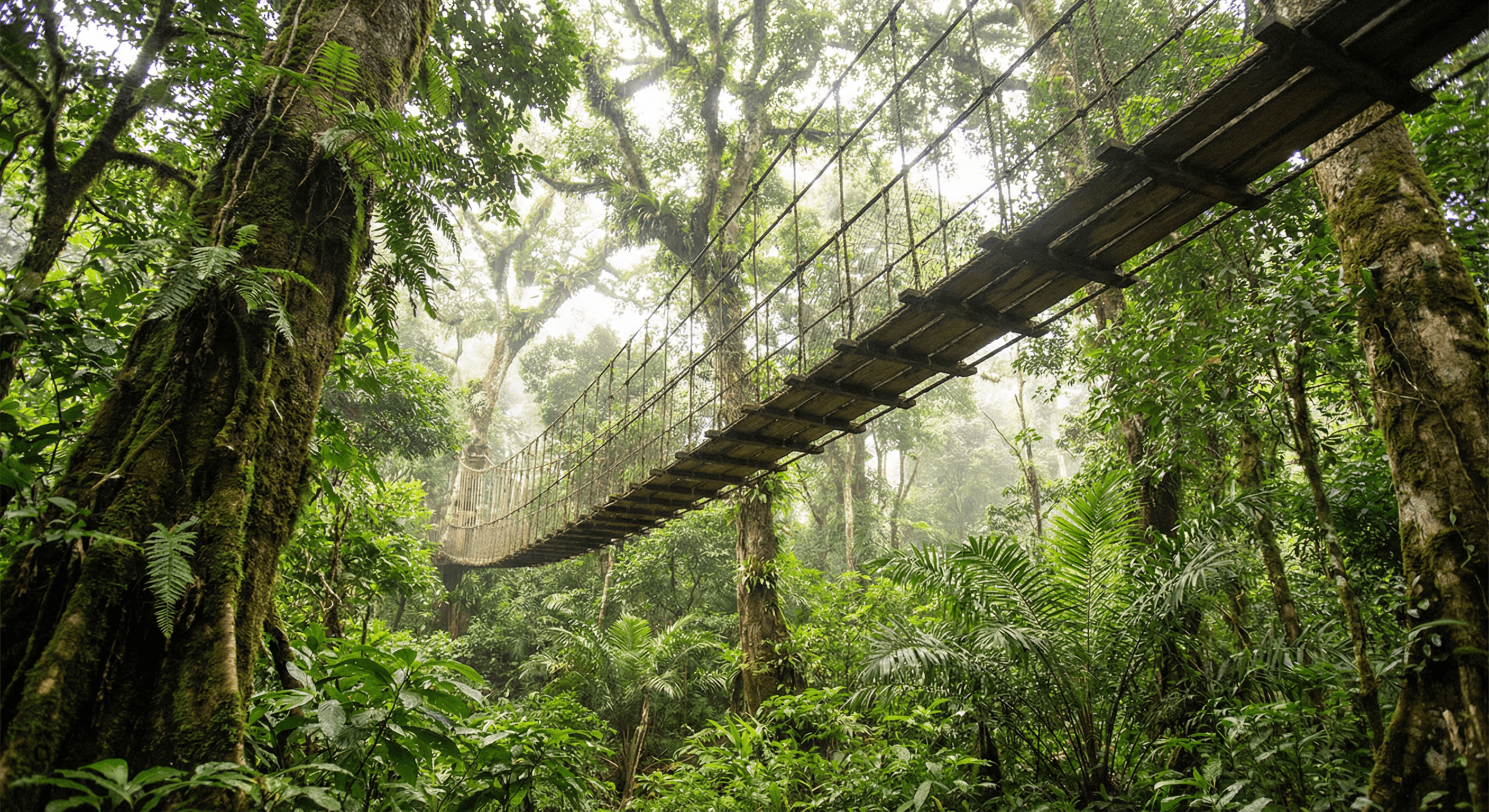 Canopy walkway in Kakum National Park Ghana – suspended bridge in rainforest